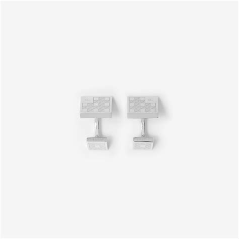 burberry cufflinks black eith silver check